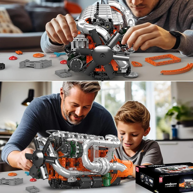 Model Kit V8 Engine - Mould King 10200 Model silnika V8