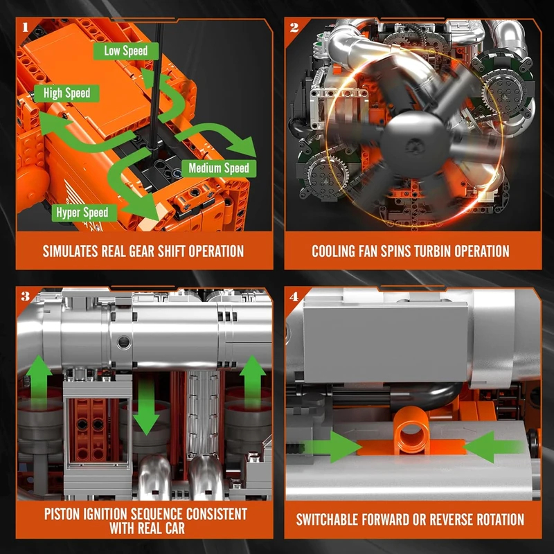 Mould King 10200 Model silnika – Model Kit V8 Engine recenzja i cena